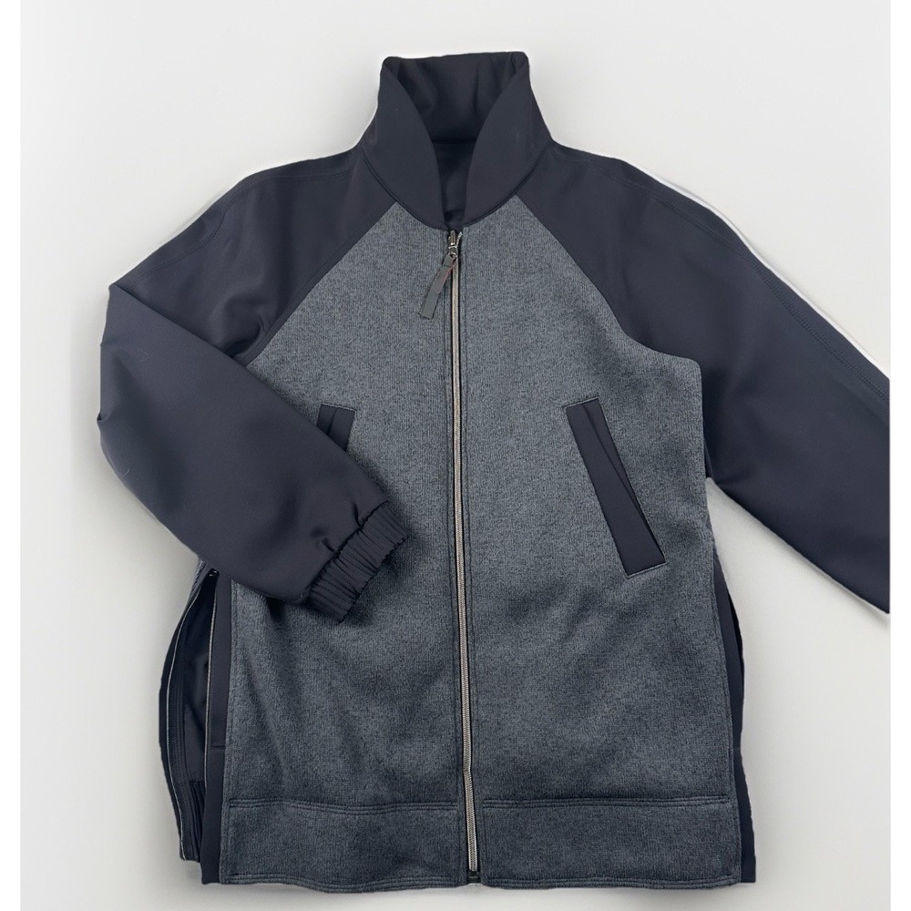 Lululemon Bomber Jacket Both Ways Reversible Black Gray Women's L/XL Full Zip